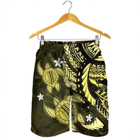 Hawaii Polynesian Turtle Hibiscus Men's Shorts - Yelow - AH - Polynesian Pride