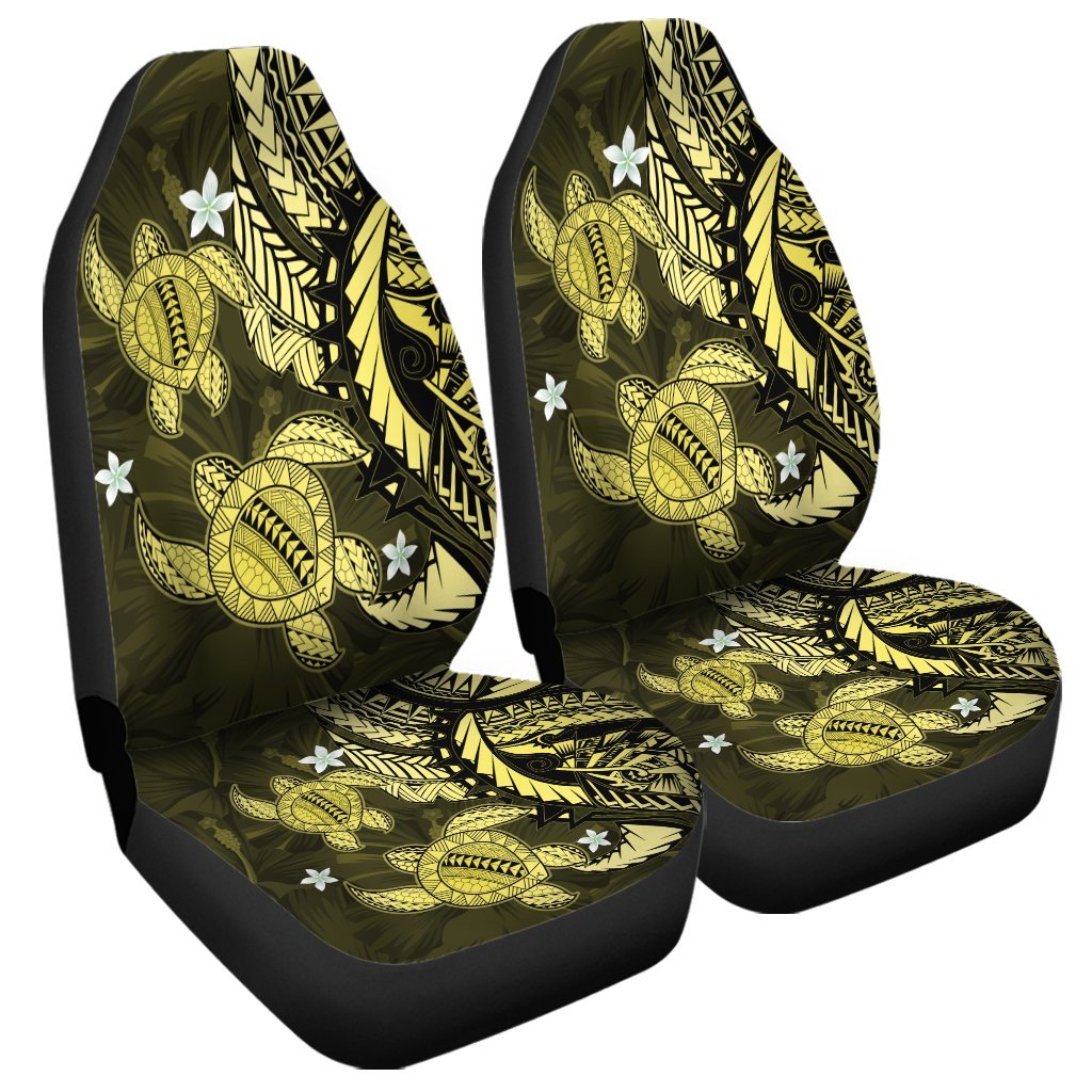 Hawaii Polynesian Turtle Hibiscus Car Seat Covers - Yelow - AH Universal Fit Black - Polynesian Pride