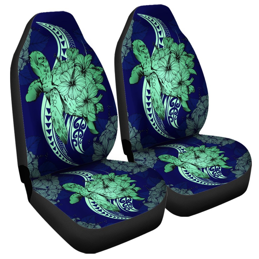 Hawaii Polynesian Turtle Hibiscus Car Seat Covers1 - AH Universal Fit Black - Polynesian Pride