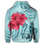 Hawaii Zip Hoodie Polynesian Turtle with Hibiscus Blue Bless Style - Polynesian Pride