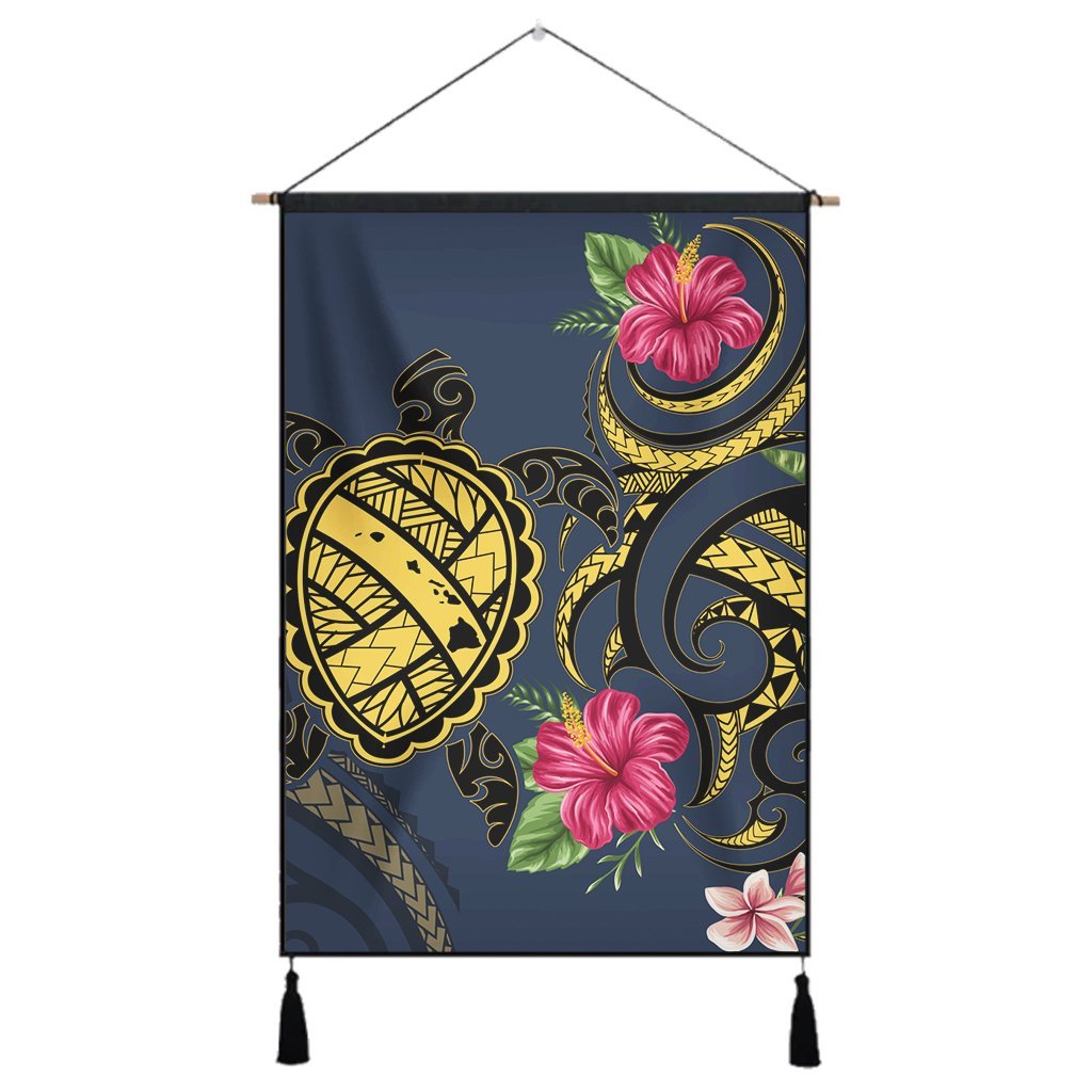 Hawaii Polynesian Turtle Hibiscus Plumeria Hanging Poster - Nane Style - AH Hanging Poster Cotton And Linen - Polynesian Pride