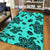 Hawaii Polynesian Turtle Palm And Sea Pebbles Turquoise Area Rug - AH - Polynesian Pride