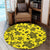 Hawaii Polynesian Turtle Palm And Sea Pebbles Yellow Round Carpet - AH Round Carpet Luxurious Plush - Polynesian Pride