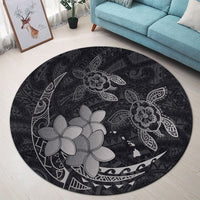 Hawaii Polynesian Turtle Plumeria Round Carpet - Pog Style Gray - AH - Polynesian Pride