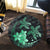 Hawaii Polynesian Turtle Plumeria Round Carpet - Pog Style Green - AH - Polynesian Pride