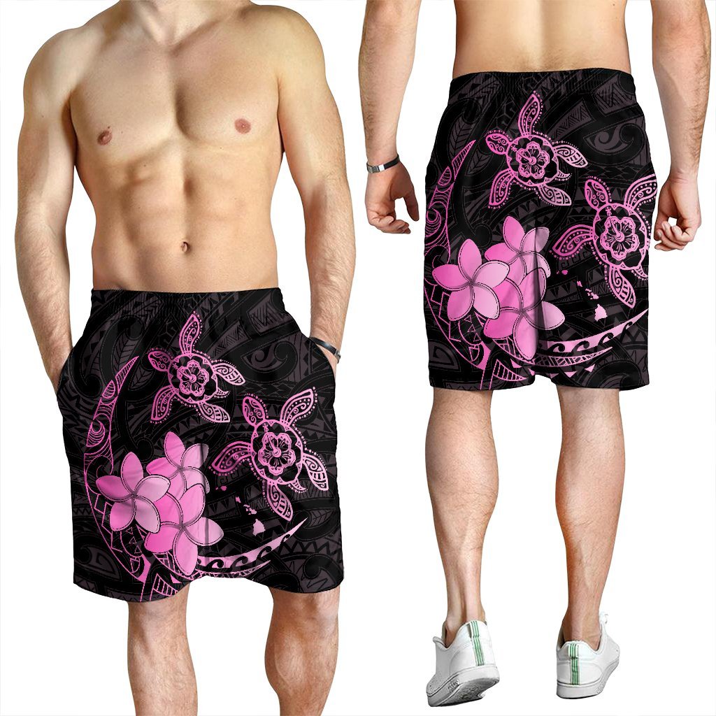 Hawaii Polynesian Turtle Plumeria Men's Shorts - Pog Style Pink - AH - Polynesian Pride