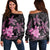 Hawaii Polynesian Turtle Plumeria Women's Off Shoulder Sweater - Pog Style Pink - AH Black - Polynesian Pride