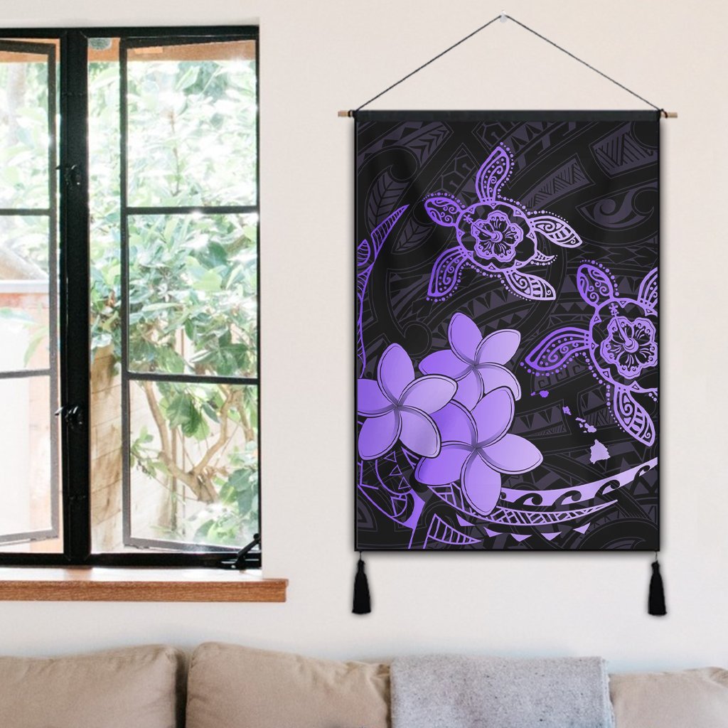 Hawaii Polynesian Turtle Plumeria Hanging Poster - Pog Style Purple - AH - Polynesian Pride