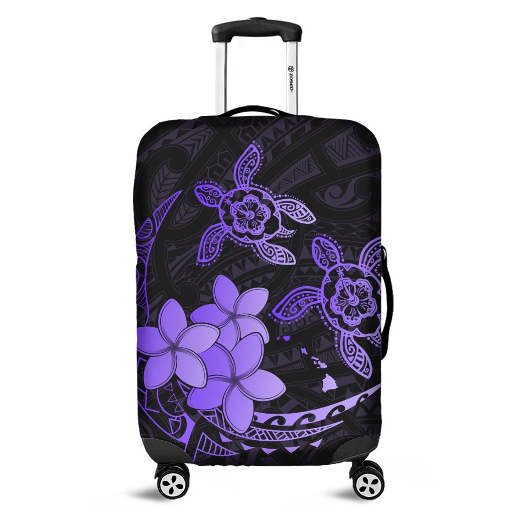 Hawaii Polynesian Turtle Plumeria Luggage Covers - Pog Style Purple - AH Black - Polynesian Pride