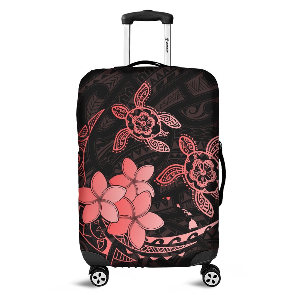 Hawaii Polynesian Turtle Plumeria Luggage Covers - Pog Style Red - AH Black - Polynesian Pride