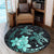 Hawaii Polynesian Turtle Plumeria Round Carpet - Pog Style Turquoise - AH - Polynesian Pride