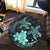 Hawaii Polynesian Turtle Plumeria Round Carpet - Pog Style Turquoise - AH - Polynesian Pride