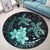 Hawaii Polynesian Turtle Plumeria Round Carpet - Pog Style Turquoise - AH - Polynesian Pride