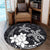 Hawaii Polynesian Turtle Plumeria Round Carpet - Pog Style White - AH - Polynesian Pride