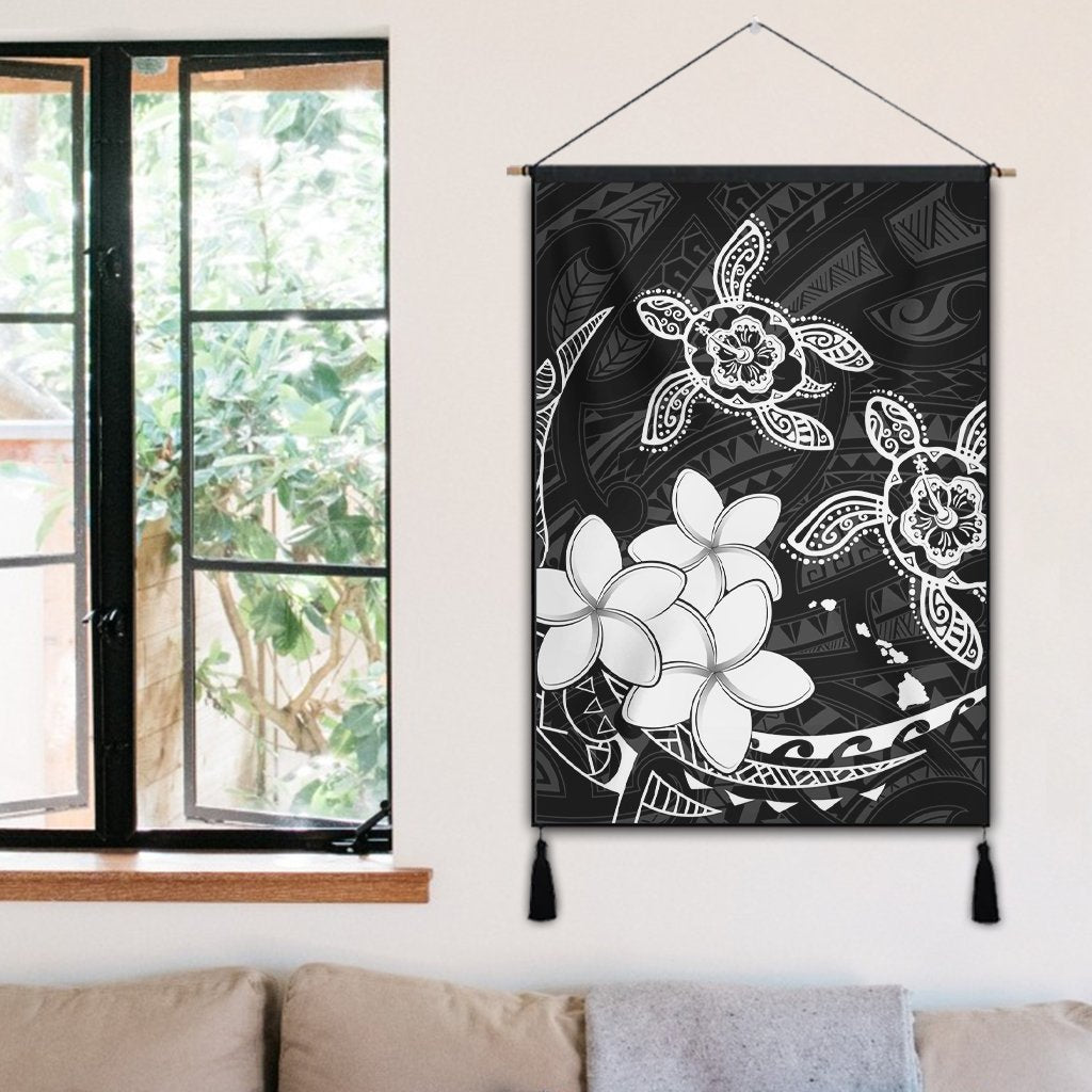 Hawaii Polynesian Turtle Plumeria Hanging Poster - Pog Style White - AH - Polynesian Pride