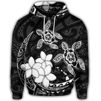 Hawaiian Polynesian Turtle Plumeria Hoodie Pog Style White - Polynesian Pride