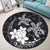 Hawaii Polynesian Turtle Plumeria Round Carpet - Pog Style White - AH - Polynesian Pride