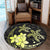 Hawaii Polynesian Turtle Plumeria Round Carpet - Pog Style Yellow - AH - Polynesian Pride