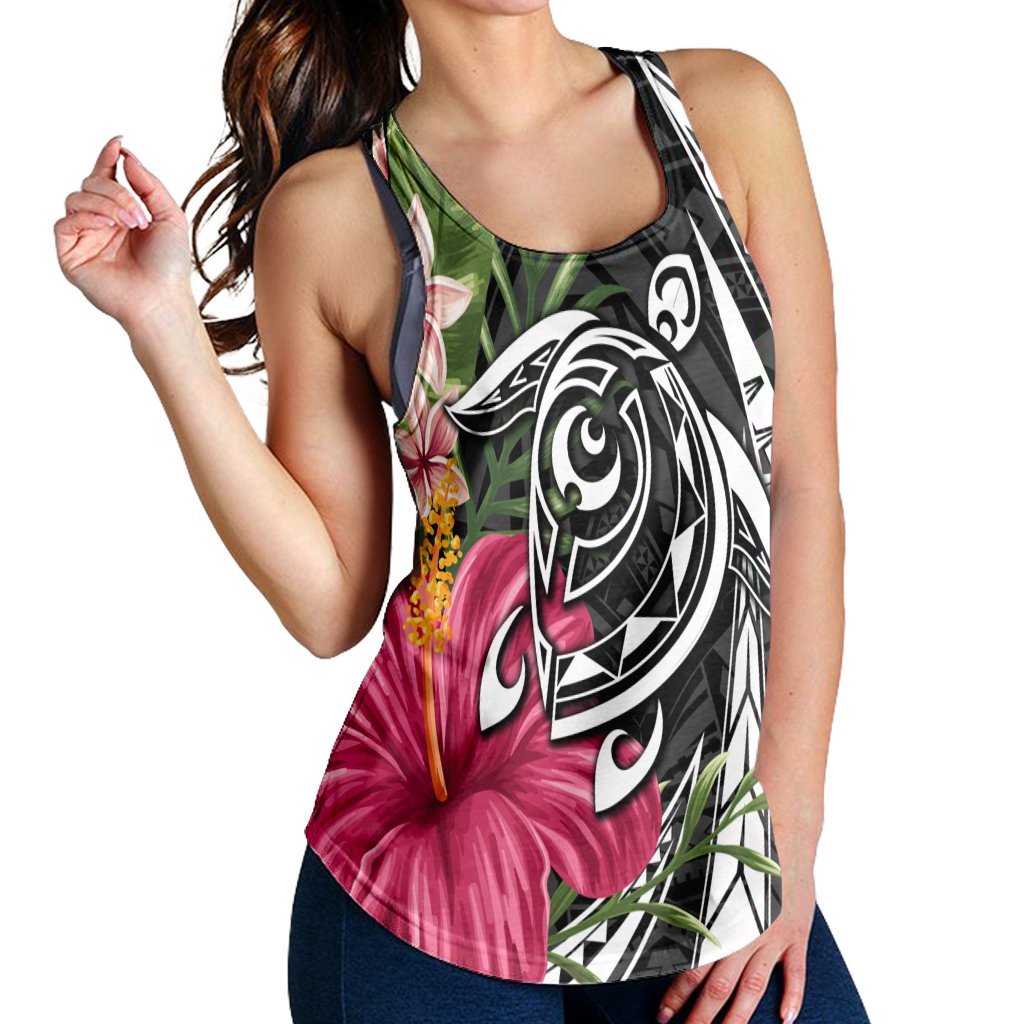 Hawaii Polynesian Turtle Tropical Hibiscus Plumeria Racerback Tank - AH - Polynesian Pride