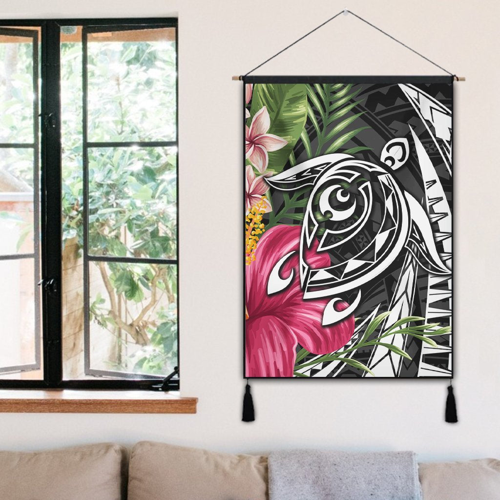 Hawaii Polynesian Turtle Tropical Hibiscus Plumeria Hanging Poster - AH - Polynesian Pride