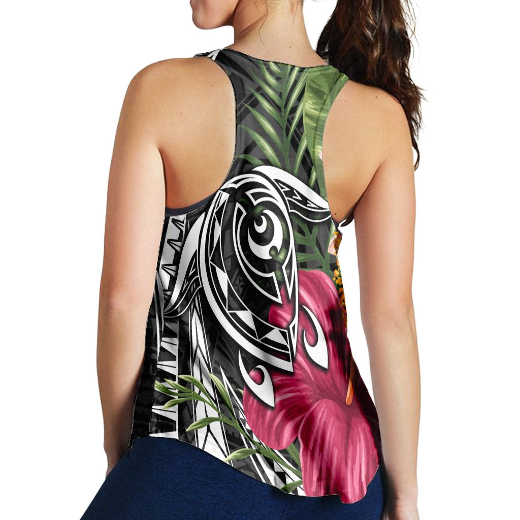 Hawaii Polynesian Turtle Tropical Hibiscus Plumeria Racerback Tank - AH - Polynesian Pride
