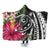 Hawaii Polynesian Turtle Tropical Hibiscus Plumeria Hooded Blanket - AH Hooded Blanket White - Polynesian Pride