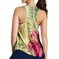 Hawaii Polynesian Turtle Tropical Hibiscus Plumeria Racerback Tank - Beige - AH - Polynesian Pride