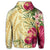 Hawaii Zip Hoodie Polynesian Turtle Tropical Hibiscus Plumeria Beige - Polynesian Pride