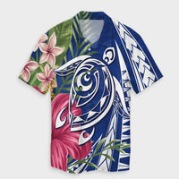 Hawaii Polynesian Turtle Tropical Hibiscus Plumeria Hawaiian Shirt - Blue - AH Unisex Black - Polynesian Pride