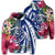 Hawaii Zip Hoodie Polynesian Turtle Tropical Hibiscus Plumeria Blue Unisex Art - Polynesian Pride