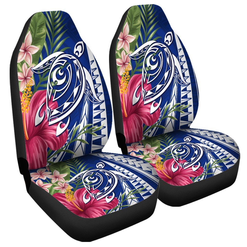 Hawaii Polynesian Turtle Tropical Hibiscus Plumeria Car Seat Covers - Blue - AH Universal Fit Black - Polynesian Pride