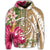 Hawaii Zip Hoodie Polynesian Turtle Tropical Hibiscus Plumeria Gold - Polynesian Pride