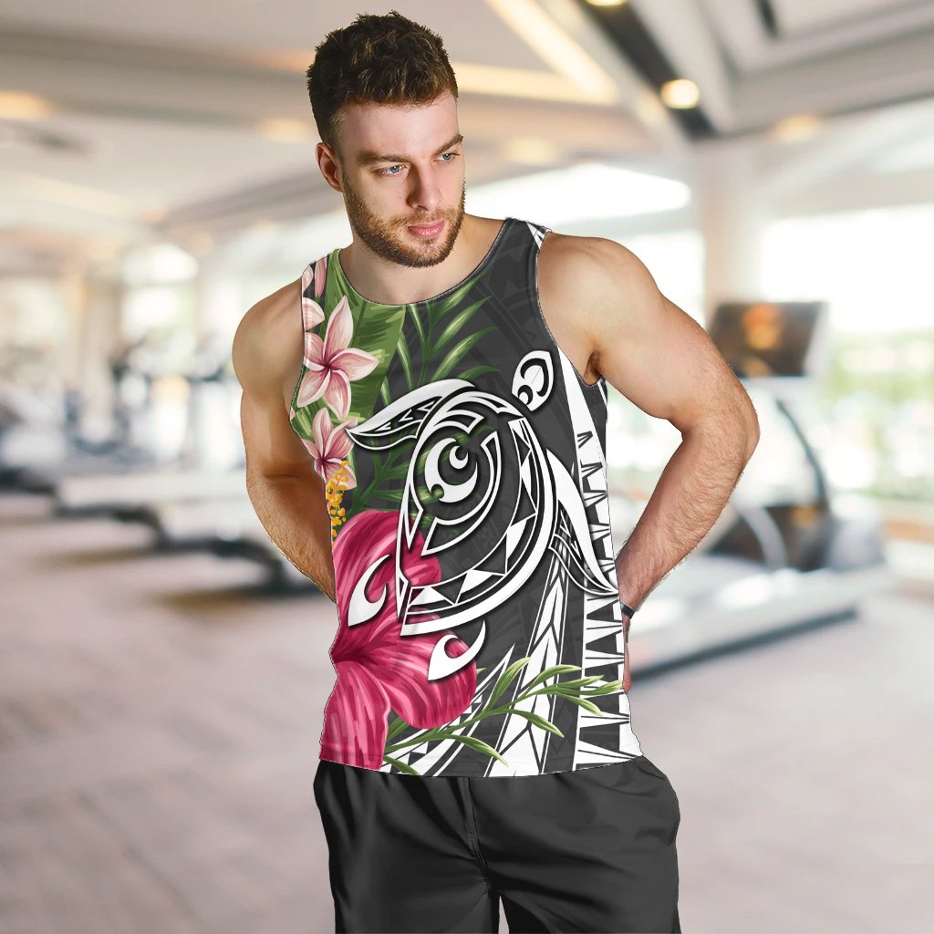 Hawaii Polynesian Turtle Tropical Hibiscus Plumeria Tank Top - Gray - AH - Polynesian Pride