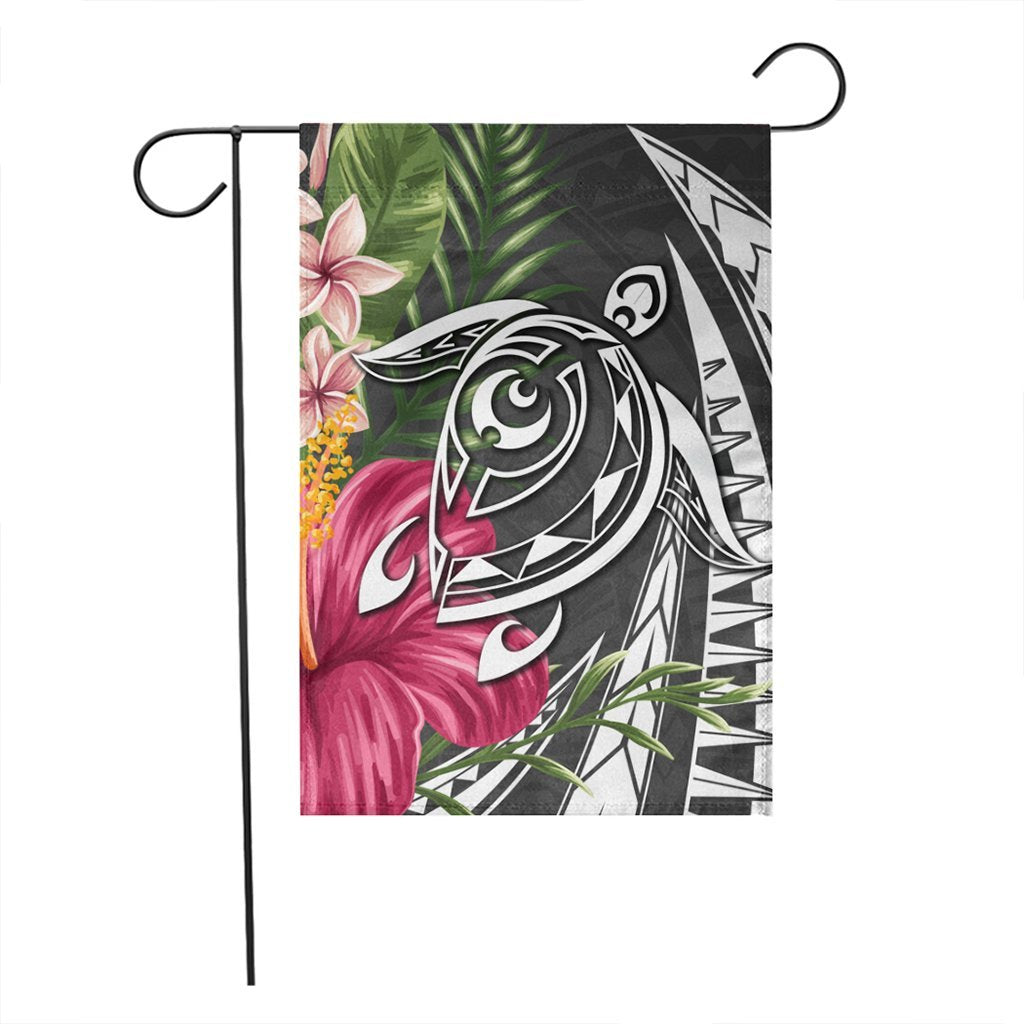 Hawaii Polynesian Turtle Tropical Hibiscus Plumeria Flag - Gray - AH - Polynesian Pride