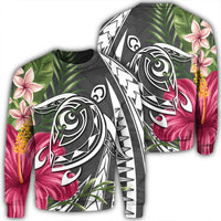 Hawaii Polynesian Turtle Tropical Hibiscus Plumeria Sweatshirt - Gray - AH Unisex Black - Polynesian Pride