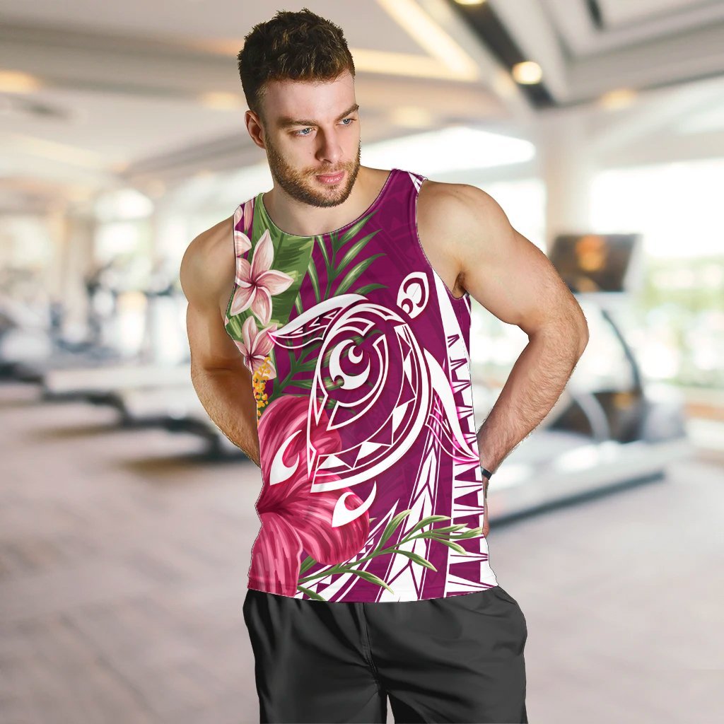 Hawaii Polynesian Turtle Tropical Hibiscus Plumeria Tank Top - Pink - AH - Polynesian Pride
