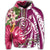 Hawaii Zip Hoodie Polynesian Turtle Tropical Hibiscus Plumeria Pink - Polynesian Pride