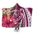 Hawaii Polynesian Turtle Tropical Hibiscus Plumeria Hooded Blanket - Pink - AH Hooded Blanket White - Polynesian Pride