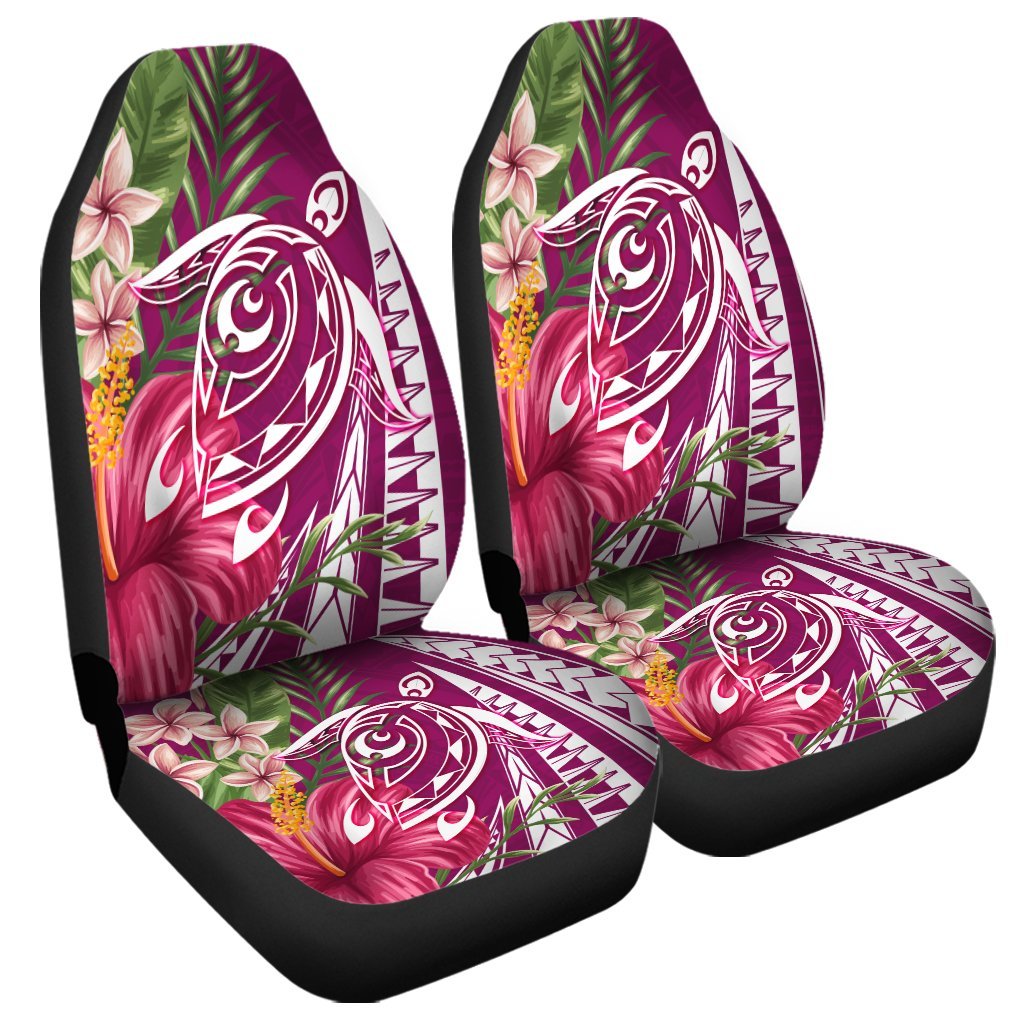 Hawaii Polynesian Turtle Tropical Hibiscus Plumeria Car Seat Covers - Pink - AH Universal Fit Black - Polynesian Pride