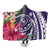 Hawaii Polynesian Turtle Tropical Hibiscus Plumeria Hooded Blanket - Purple - AH Hooded Blanket White - Polynesian Pride