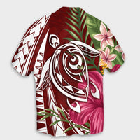 Hawaii Polynesian Turtle Tropical Hibiscus Plumeria Hawaiian Shirt - Red - AH - Polynesian Pride