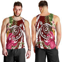 Hawaii Polynesian Turtle Tropical Hibiscus Plumeria Tank Top - Red - AH - Polynesian Pride