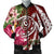 Hawaii Polynesian Turtle Tropical Hibiscus Plumeria Bomber Jacket - Red - AH Black Unisex - Polynesian Pride