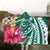 Hawaii Polynesian Turtle Tropical Hibiscus Plumeria Hooded Blanket - Turquoise - AH - Polynesian Pride