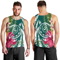 Hawaii Polynesian Turtle Tropical Hibiscus Plumeria Tank Top - Turquoise - AH - Polynesian Pride