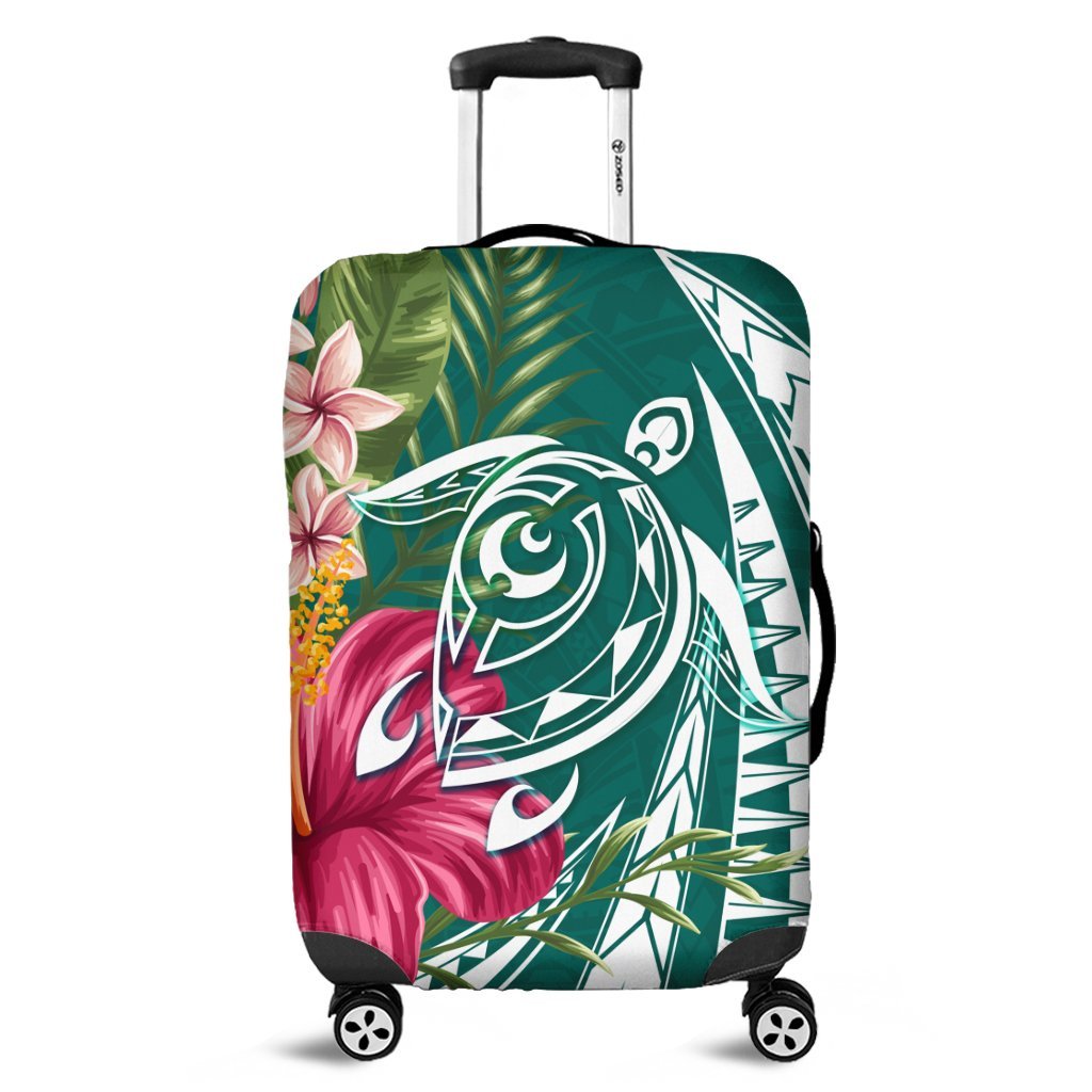 Hawaii Polynesian Turtle Tropical Hibiscus Plumeria Luggage Covers - Turquoise - AH Black - Polynesian Pride