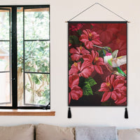 Hawaii Red Hibiscus Humming Bird Hanging Poster - AH - Polynesian Pride