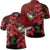 Hawaii Red Hibiscus Humming Bird Polo Shirt Unisex Black - Polynesian Pride