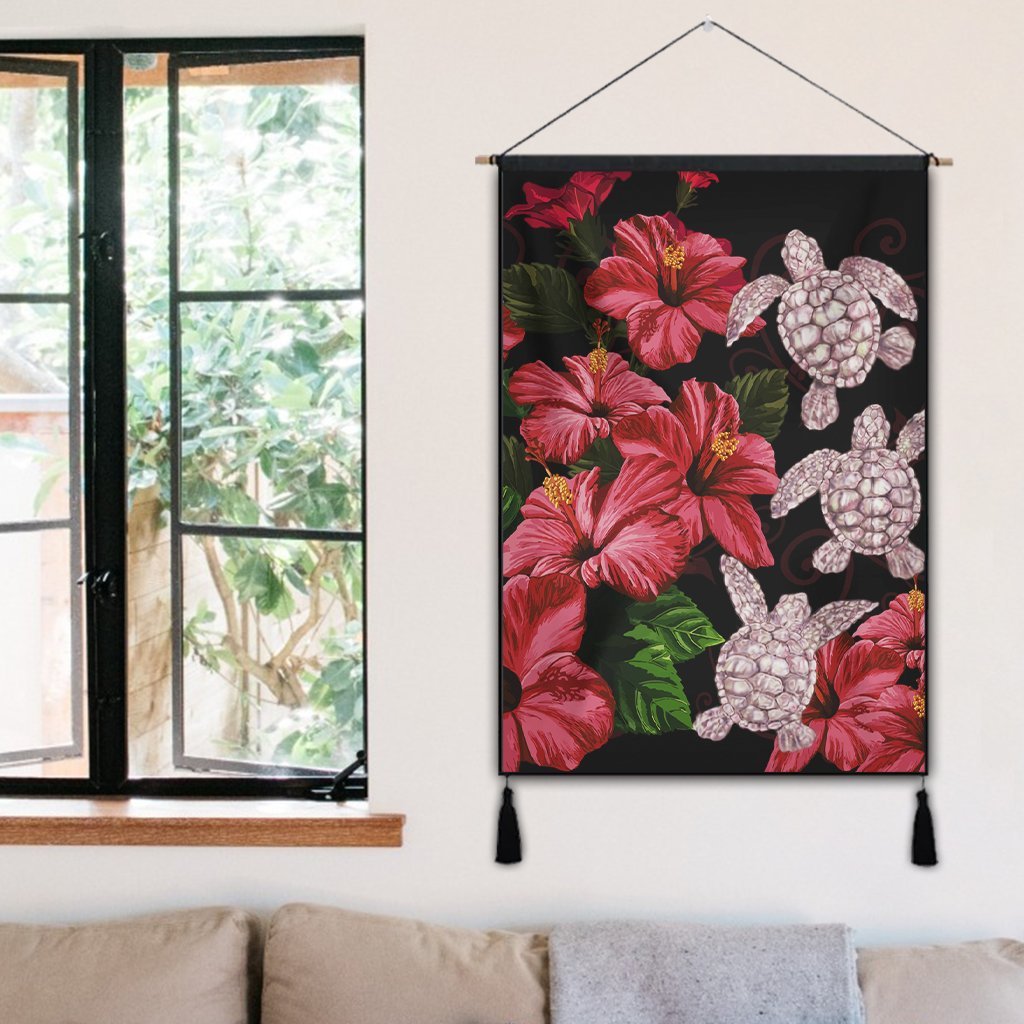 Hawaii Red Hibiscus Turtle Hanging Poster - AH - Ray Style - Polynesian Pride