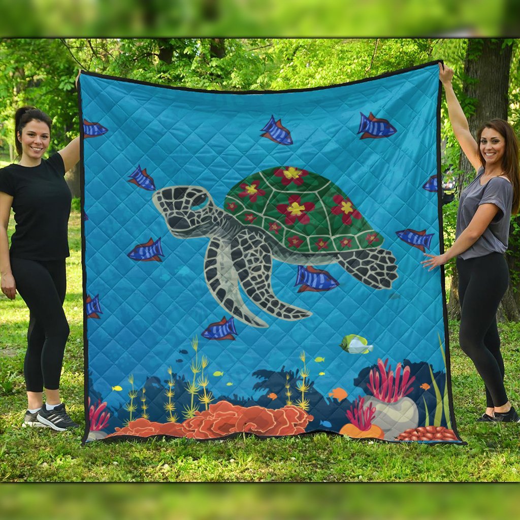 Hawaii Sea Cartoon Premium Quilts - AH Black - Polynesian Pride